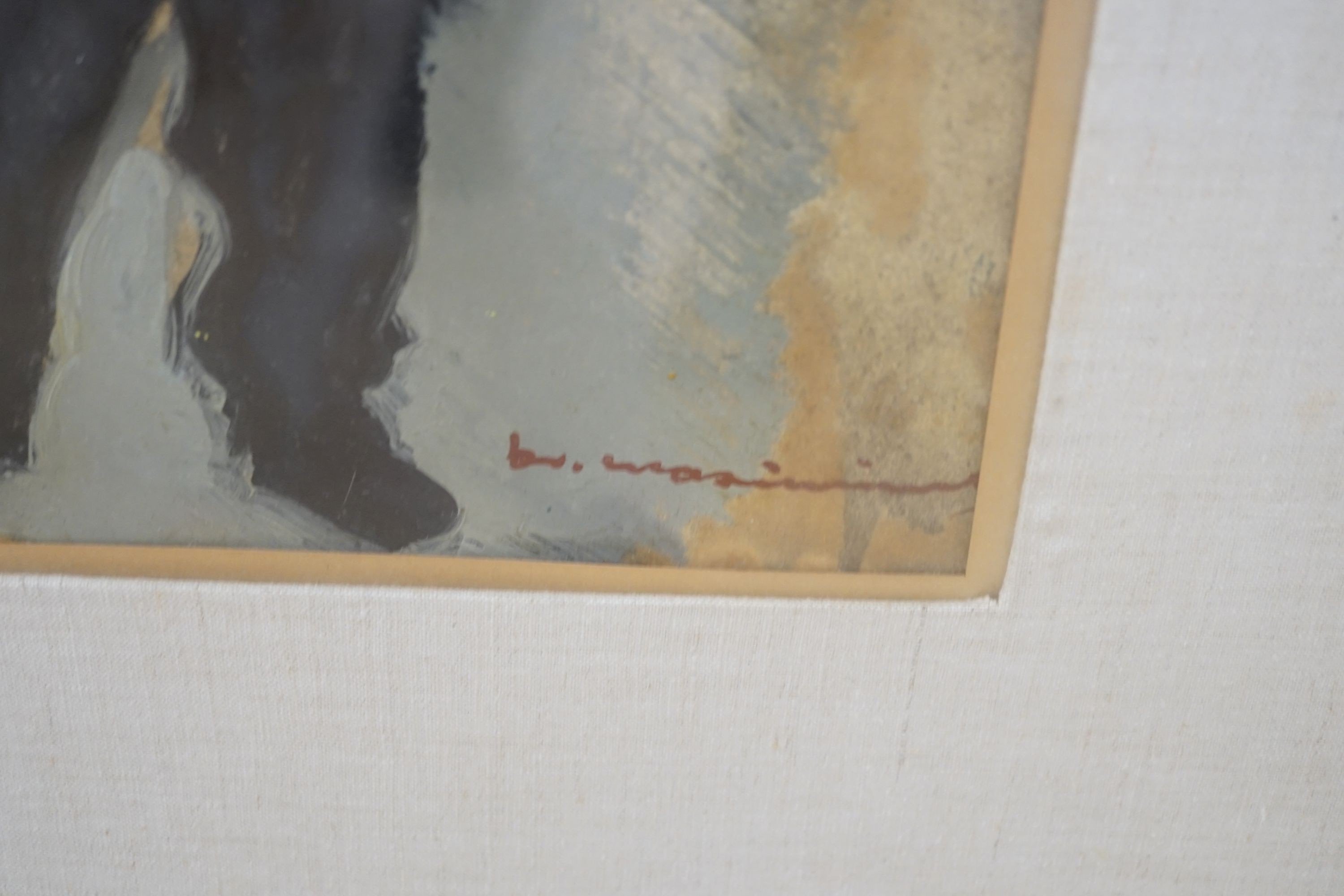 Italian School, oil on card, Study of Charlie Chaplin, signed, 33 x 23cm